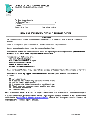 Request for Review of Child Support Order
