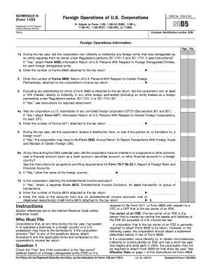Schedule N Form 1120 Foreign Operations