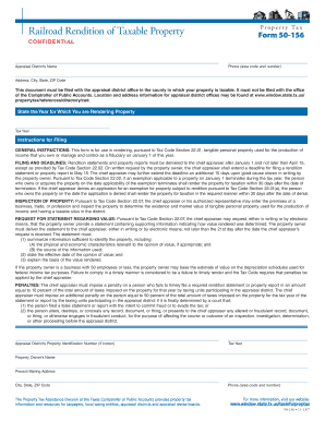 Texas Railroad Property Tax Rendition Form 50-156
