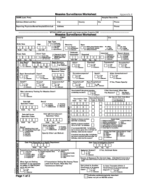 Measles Surveillance Worksheet