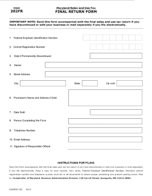 Maryland Sales and Use Tax Return