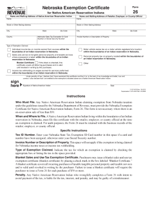Nebraska Native American Tax Exemption Certificate
