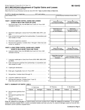 Michigan Capital Gains and Losses Adjustment Form
