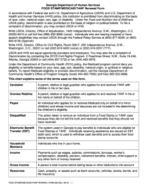 Georgia Food Stamp/Medicaid/TANF Renewal Form