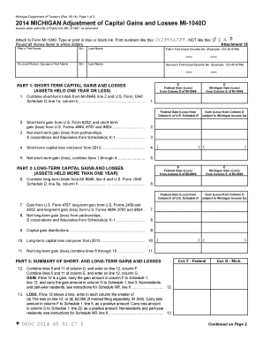 Michigan Capital Gains and Losses Form MI-1040D