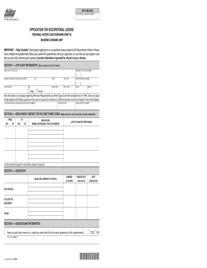 California Occupational License Application