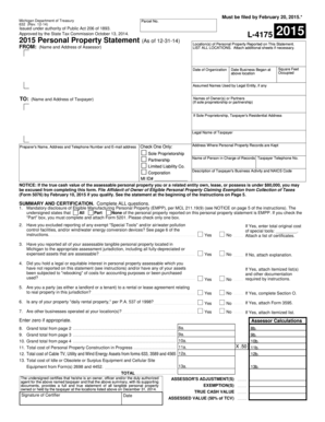 Michigan Personal Property Statement