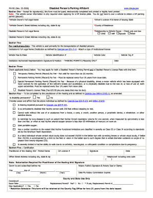 Georgia Disabled Person’s Parking Affidavit