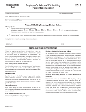 Arizona Employee Withholding Form A-4