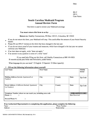 South Carolina Medicaid Annual Review Form