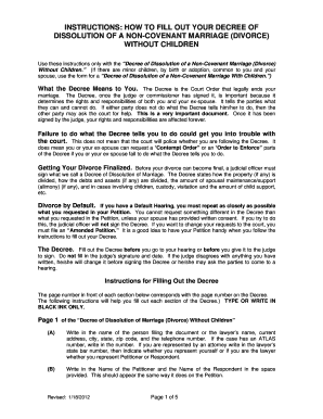 Decree of Dissolution of a Non-Covenant Marriage Without Children
