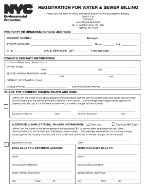 New York Water and Sewer Registration Form