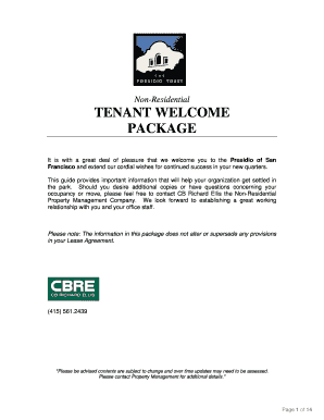 Non-Residential Tenant Welcome Package