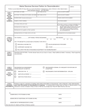 Maine Revenue Services Petition for Reconsideration