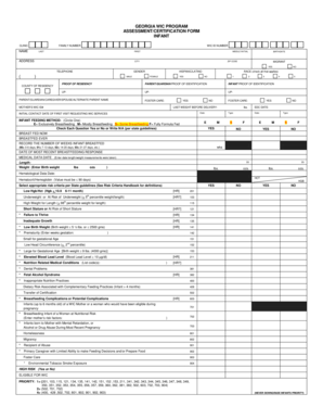 Georgia WIC Program Infant Assessment Certification Form