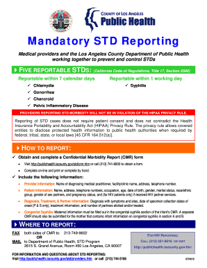 Los Angeles County STD Confidential Morbidity Report