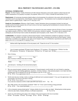 Colorado Real Property Transfer Declaration