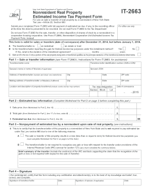 New York Nonresident Real Property Estimated Income Tax Form IT-2663