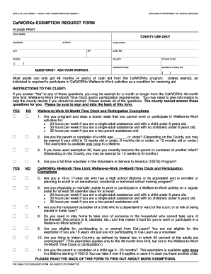 California CalWORKs Exemption Request Form