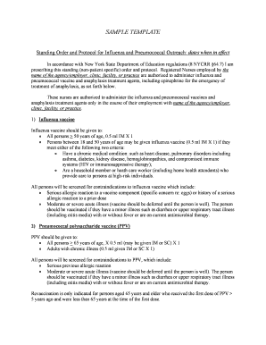 Standing Order for Influenza and Pneumococcal Vaccines