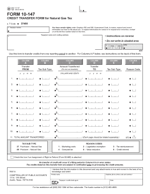 Texas Natural Gas Tax Credit Transfer Form