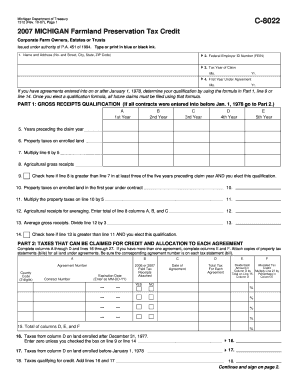 Michigan Farmland Preservation Tax Credit Form