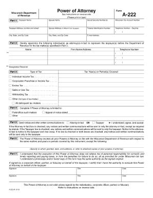 Wisconsin Power of Attorney Form A-222