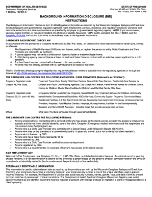Wisconsin Background Information Disclosure Form