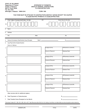 Delaware Statement of Payments to Subcontractors