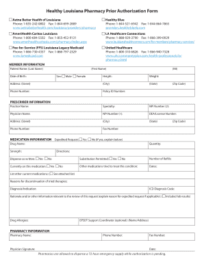 Louisiana Pharmacy Prior Authorization Form