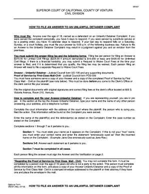 Answer to Unlawful Detainer Complaint