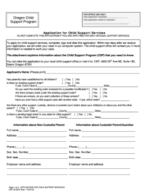 Oregon Child Support Services Application