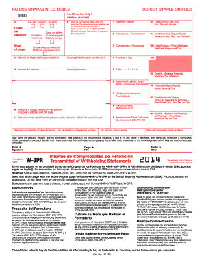 Formulario W-3PR Transmittal of Withholding Statements