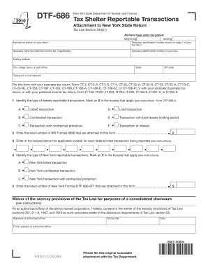 New York State Tax Shelter Reportable Transactions Form