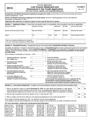 Utah Homeowner's Tax Credit Application