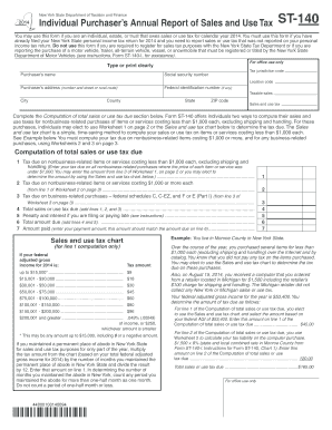New York State Individual Purchaser’s Annual Report of Sales and Use Tax ST-140