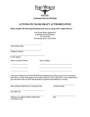 Automatic Bank Draft Authorization