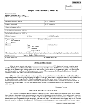 Surplus Lines Statement Form SL-8