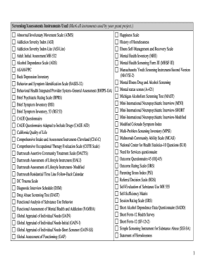 Mental Health and Addiction Assessment Instruments