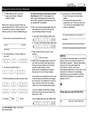 Request for Social Security Statement