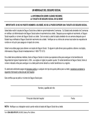 Solicitud de Tarjeta de Seguro Social para Recién Nacido