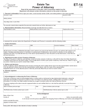 New York Estate Tax Power of Attorney Form ET-14