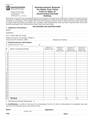 Pennsylvania DMF-80 Reimbursement Request