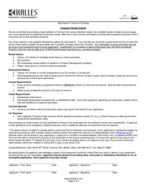 Washington Rental Application