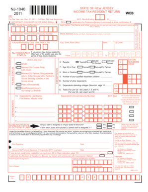 New Jersey Resident Income Tax Return