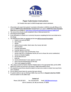 SAIRS Vaccine Administration Consent Form