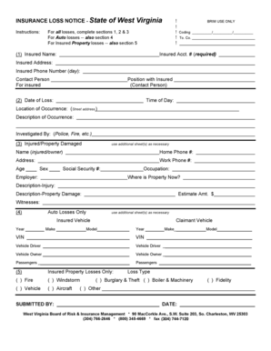 West Virginia Insurance Loss Notice