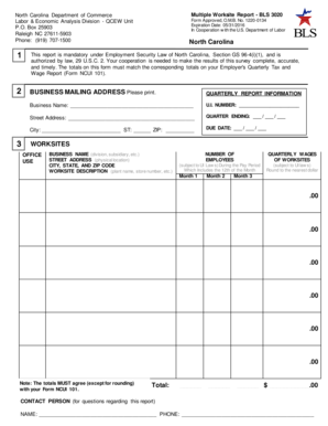 North Carolina Multiple Worksite Report