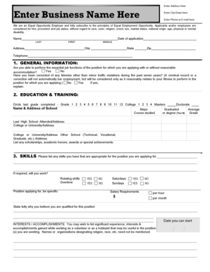 Employment Application Form