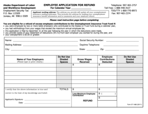 Alaska Employee Application for Refund